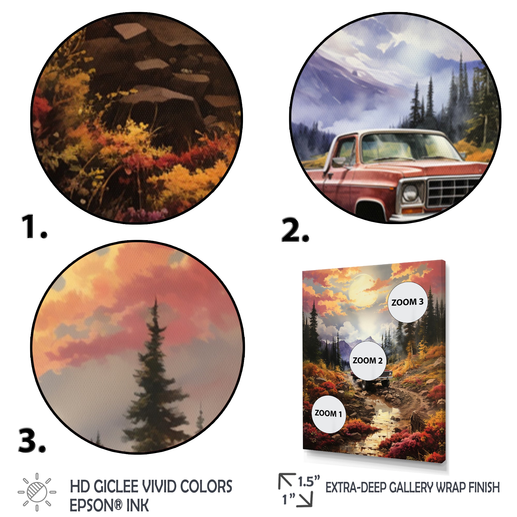 Yellow Pickup Truck Mountain Majesty - Pickup Truck Canvas Wall Art