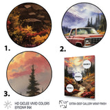 Yellow Pickup Truck Mountain Majesty - Pickup Truck Canvas Wall Art