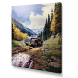 Green Pickup Truck Mountain Majesty - Pickup Truck Canvas Wall Art