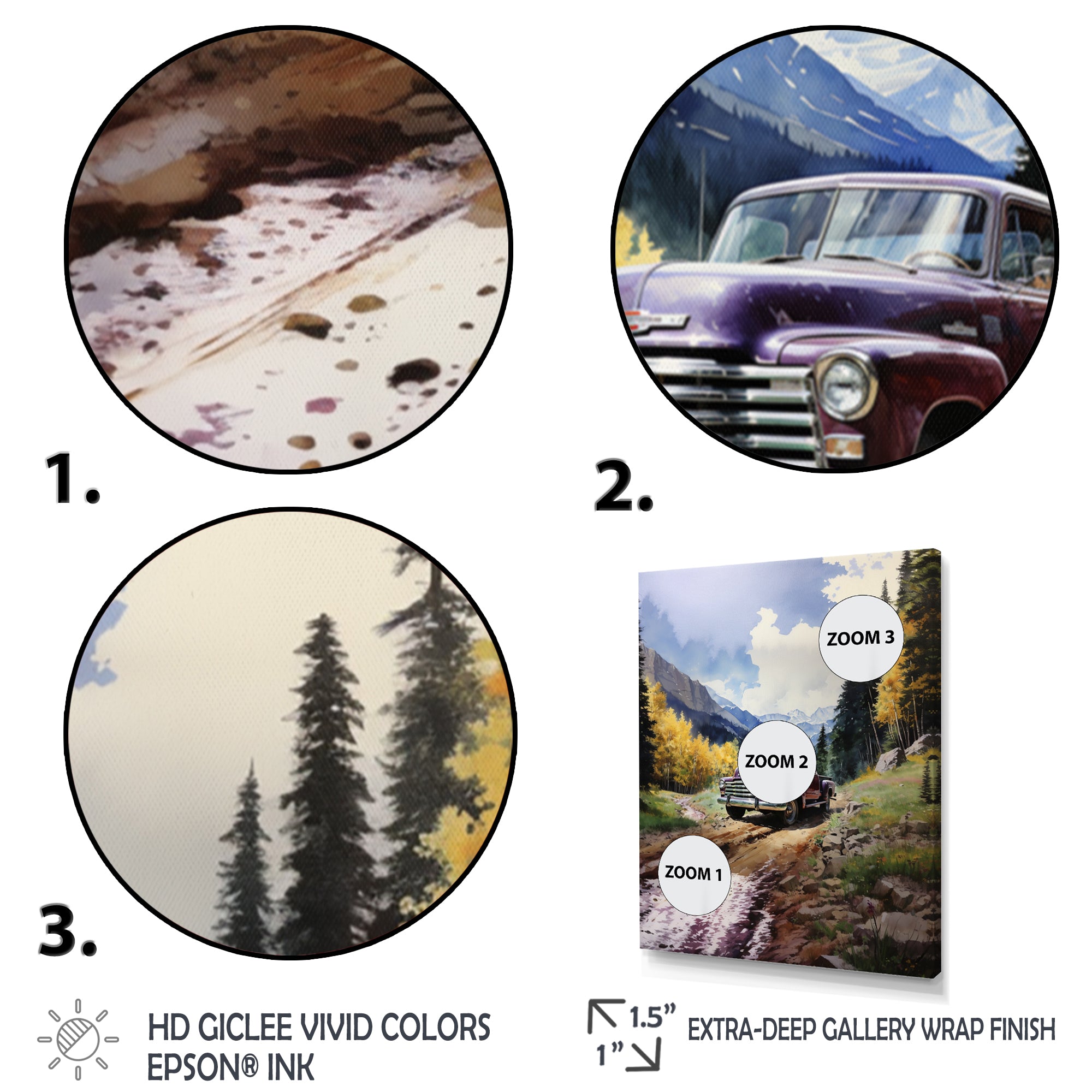 Green Pickup Truck Mountain Majesty - Pickup Truck Canvas Wall Art