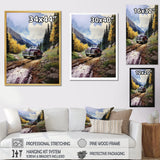 Green Pickup Truck Mountain Majesty - Pickup Truck Canvas Wall Art