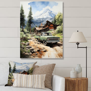 Pickup Truck Mountain Retreat - Pickup Truck Canvas Wall Art