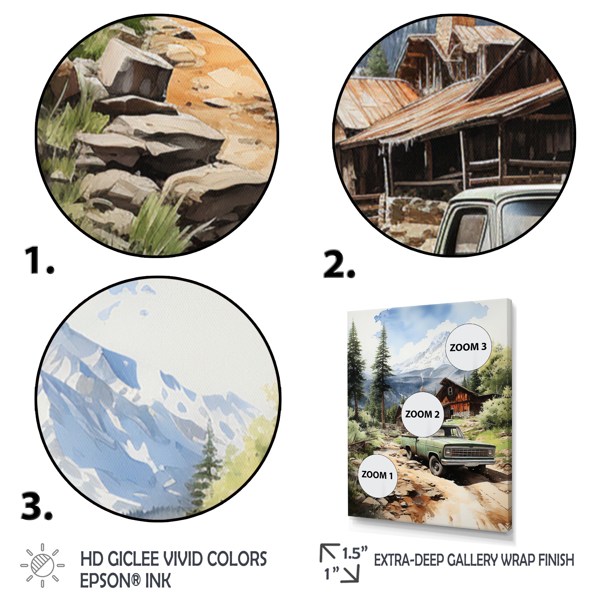 Pickup Truck Mountain Retreat - Pickup Truck Canvas Wall Art