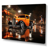 Orange Pickup Truck Night Drifters - Pickup Truck Canvas Wall Art