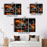 Black Orange Pickup Truck Night Drifters - Pickup Truck Canvas Wall Art