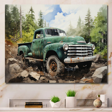 Pickup Truck Offroad Adventures I - Pickup Truck Canvas Wall Art