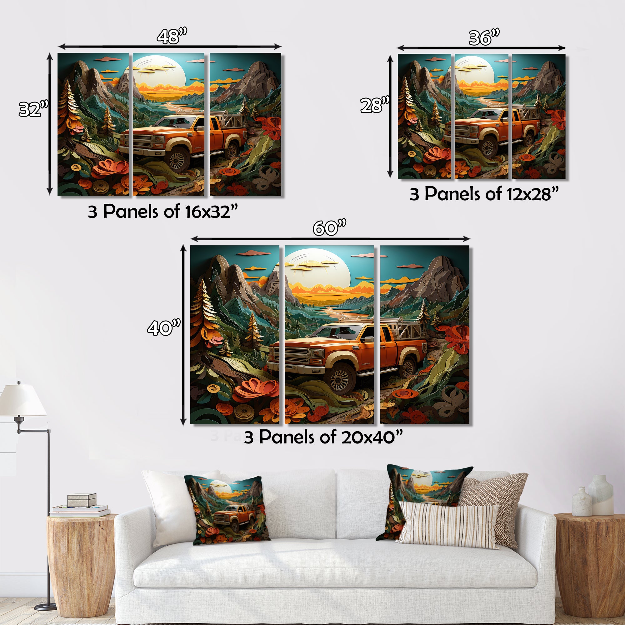 Orange Pickup Truck Offroad Adventures - Pickup Truck Canvas Wall Art