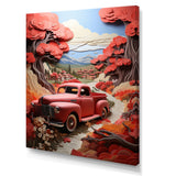 Coral Pickup Truck Road Legends I - Pickup Truck Canvas Wall Art