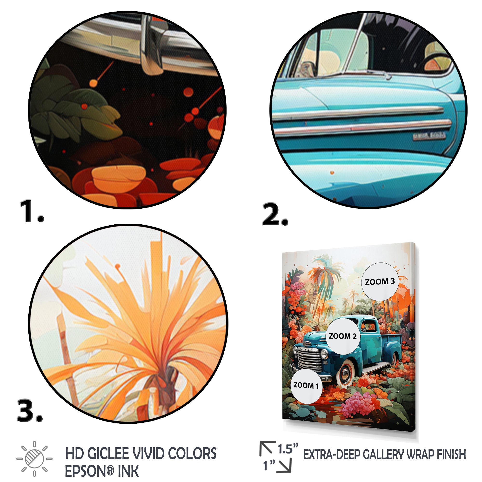 Pickup Truck Tropical Legends - Pickup Truck Canvas Wall Art