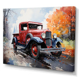 Red Pickup Truck Road Legends I - Pickup Truck Canvas Wall Art