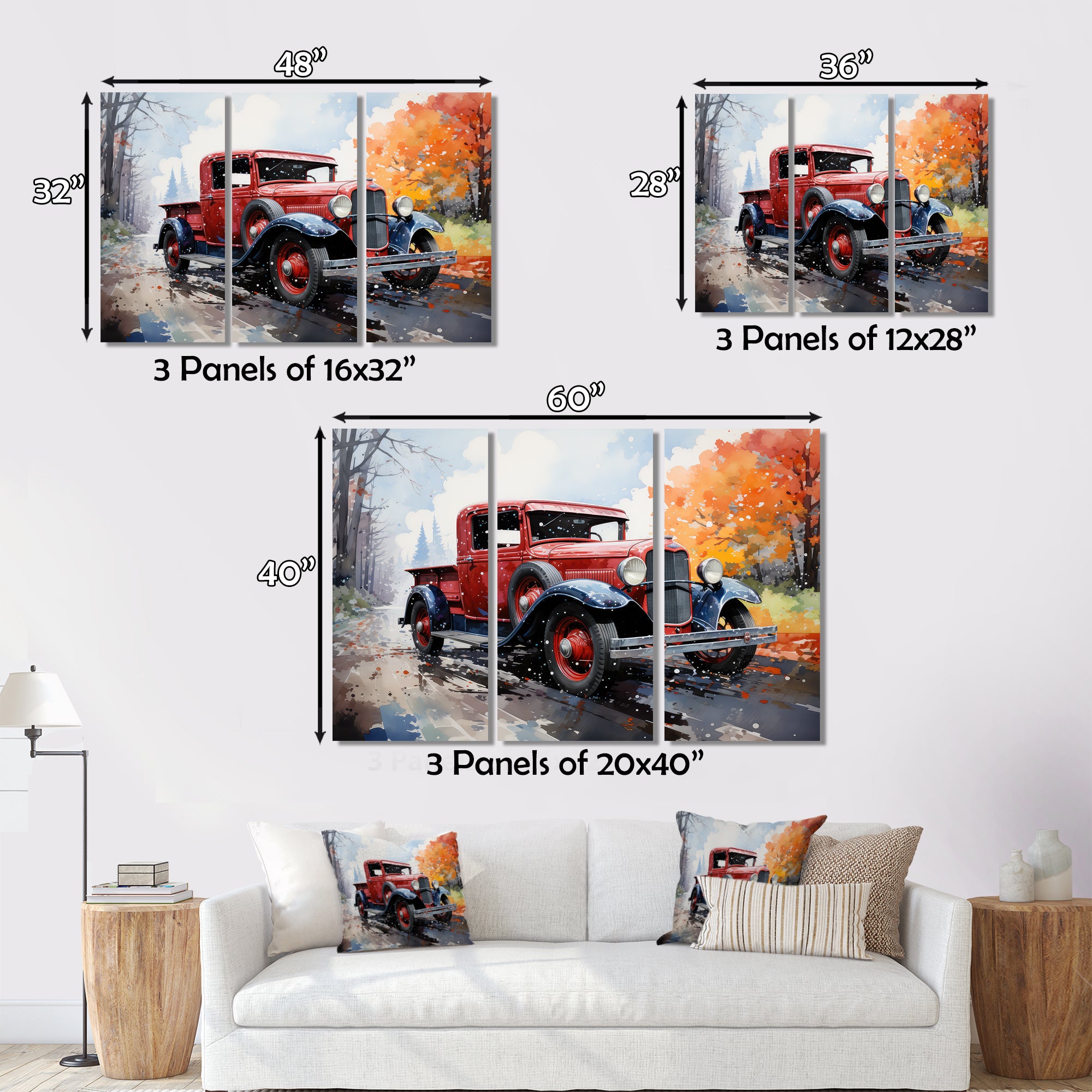 Red Pickup Truck Road Legends I - Pickup Truck Canvas Wall Art