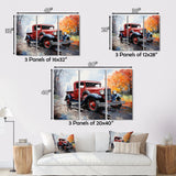 Red Pickup Truck Road Legends I - Pickup Truck Canvas Wall Art