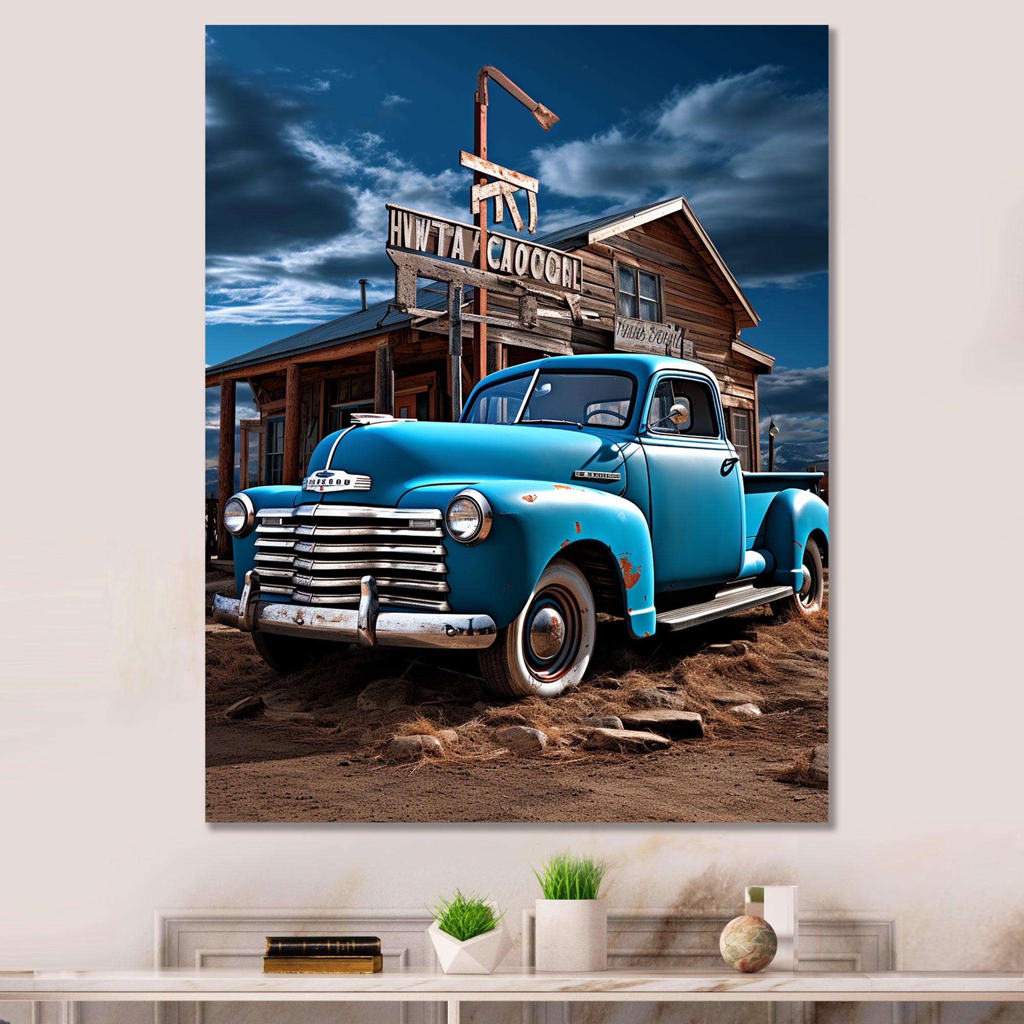 Pickup Truck Roadside Nostalgia - Pickup Truck Canvas Wall Art
