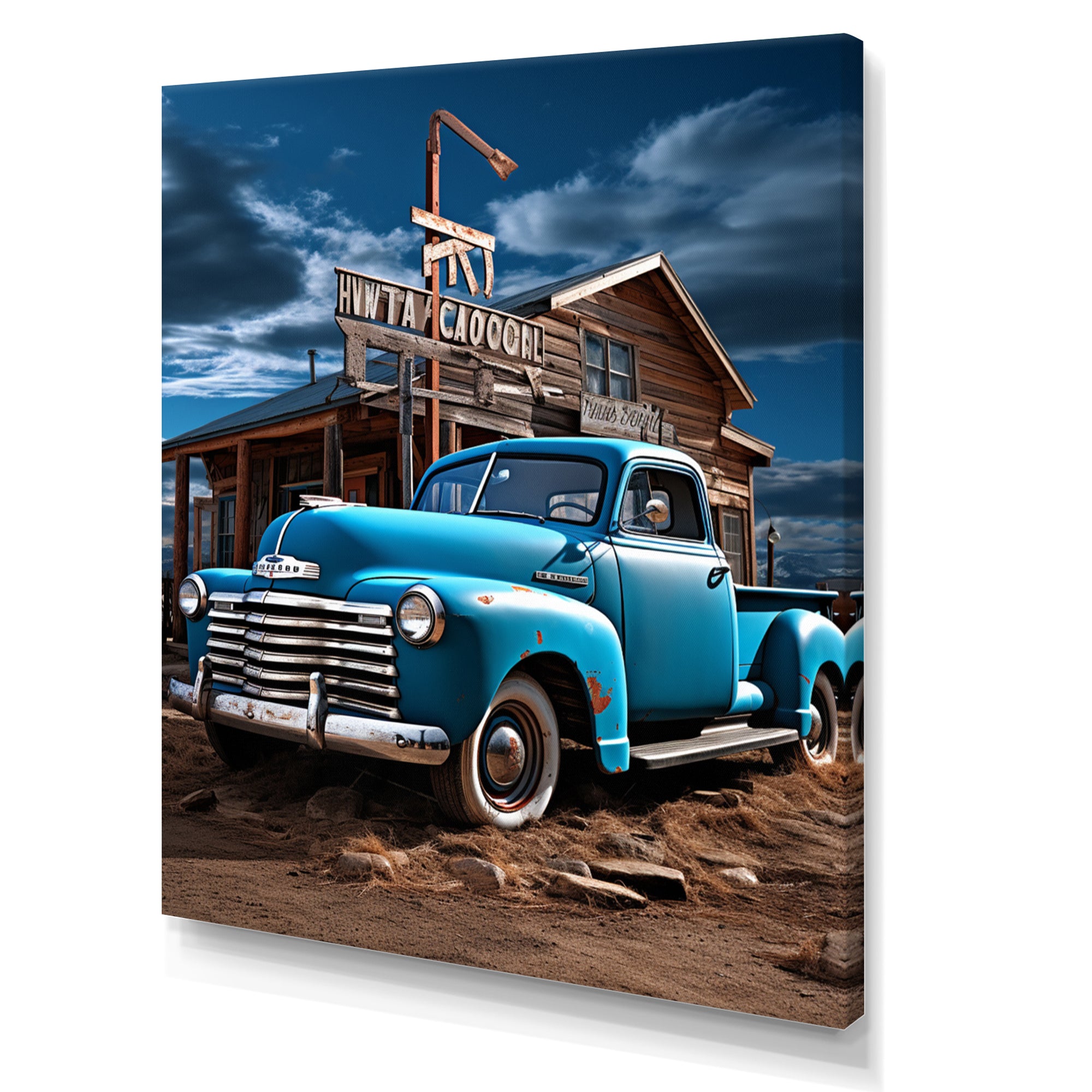 Pickup Truck Roadside Nostalgia - Pickup Truck Canvas Wall Art