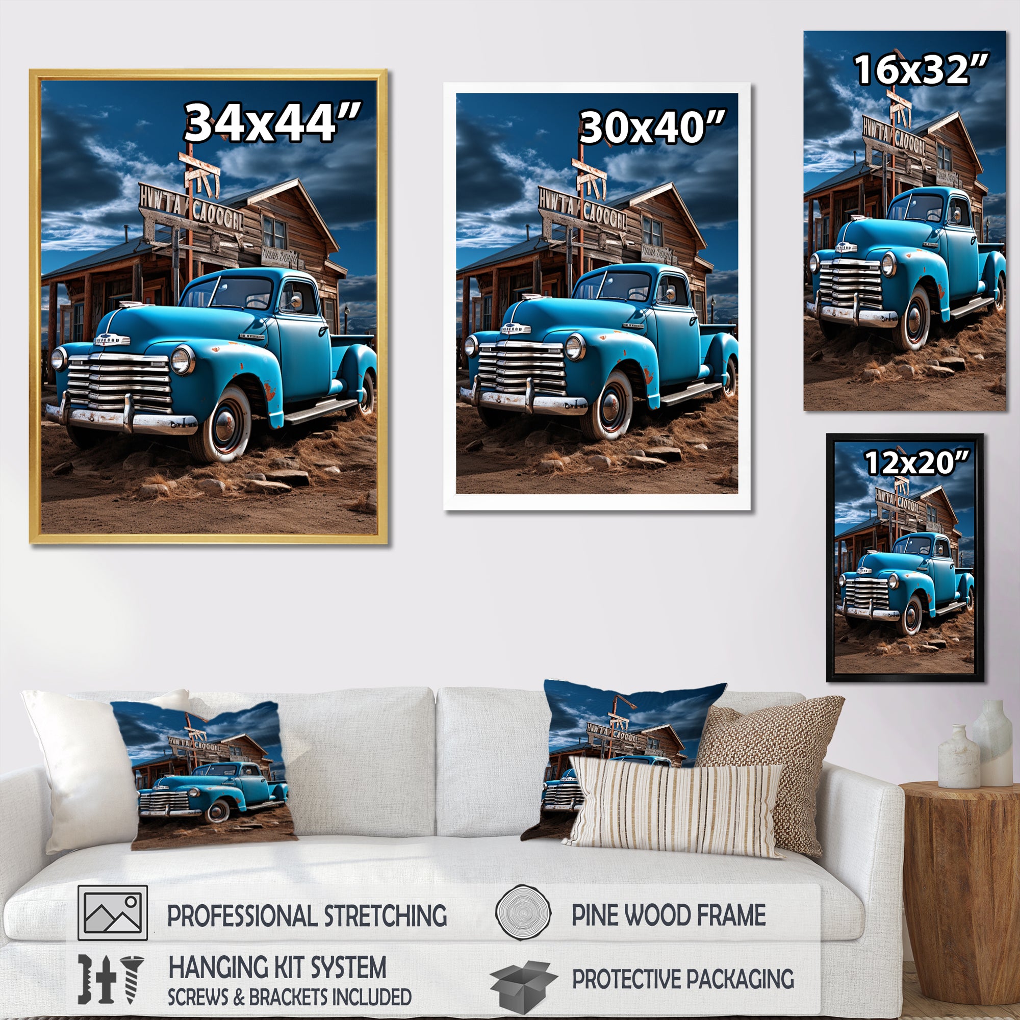 Pickup Truck Roadside Nostalgia - Pickup Truck Canvas Wall Art