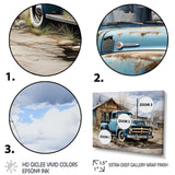 Blue Pickup Truck Roadside Nostalgia - Pickup Truck Canvas Wall Art
