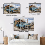 Blue Pickup Truck Roadside Nostalgia - Pickup Truck Canvas Wall Art