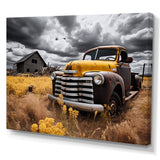 Yellow Pickup Truck Rustic Rides I - Pickup Truck Canvas Wall Art