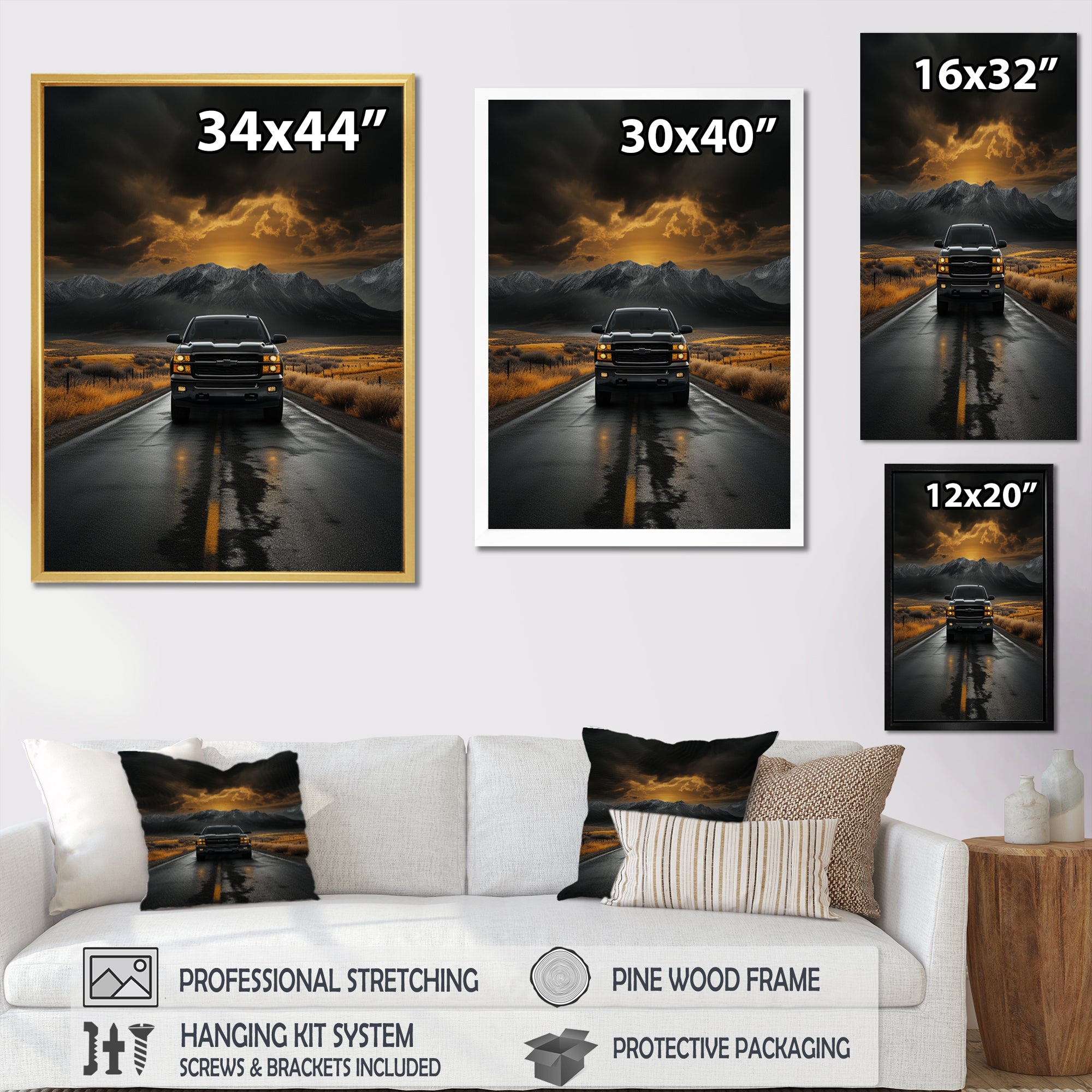 Pickup Truck The Road - Pickup Truck Canvas Wall Art