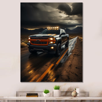 Pickup Truck By The Storm - Pickup Truck Canvas Wall Art