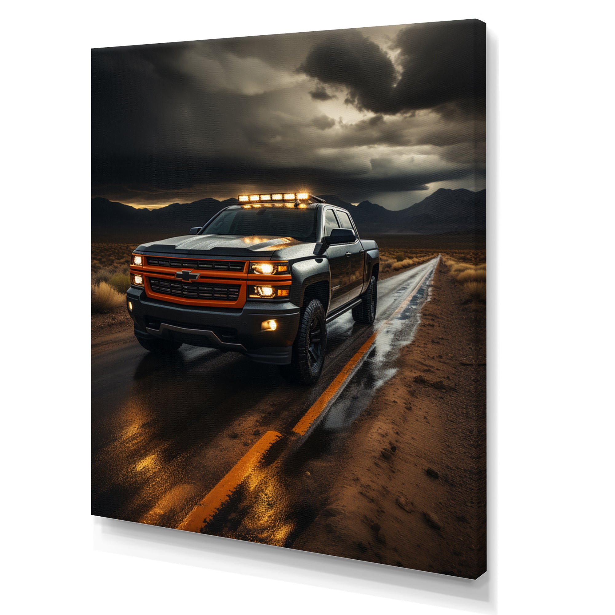 Pickup Truck By The Storm - Pickup Truck Canvas Wall Art