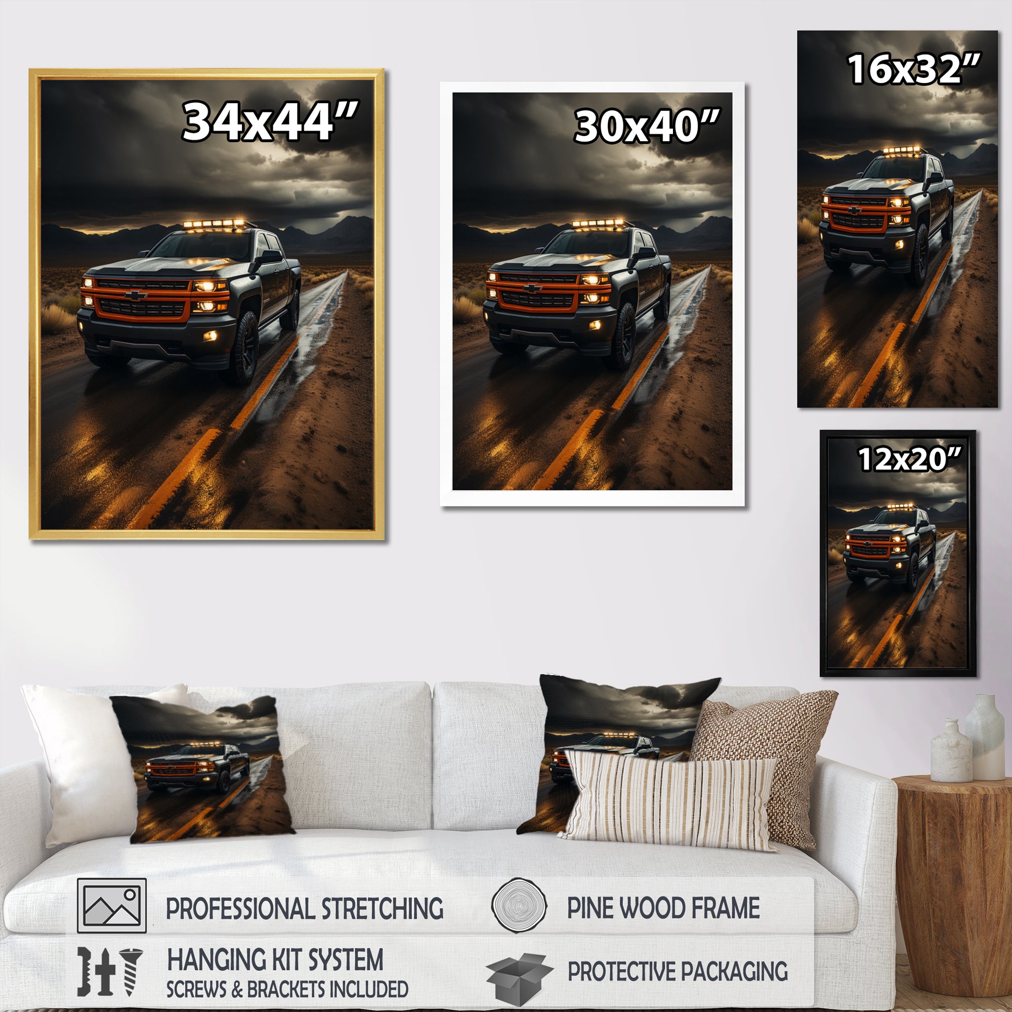 Pickup Truck By The Storm - Pickup Truck Canvas Wall Art