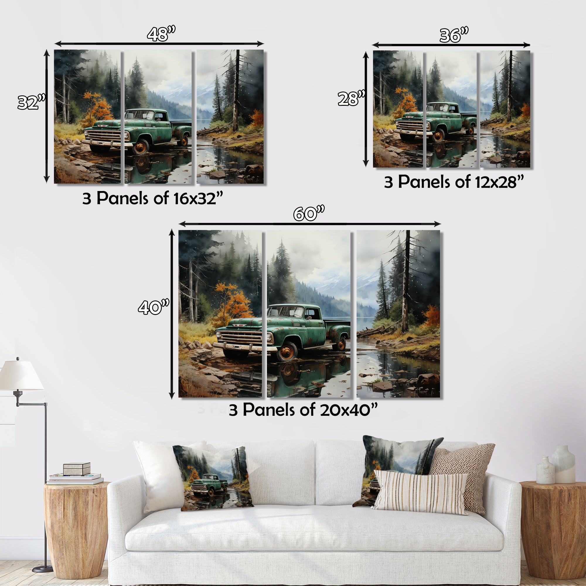 Pickup Truck Tranquil Lakeside I - Pickup Truck Canvas Wall Art