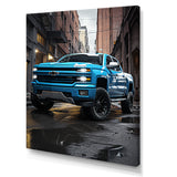 Teal Pickup Truck Urban Explorers - Pickup Truck Canvas Wall Art