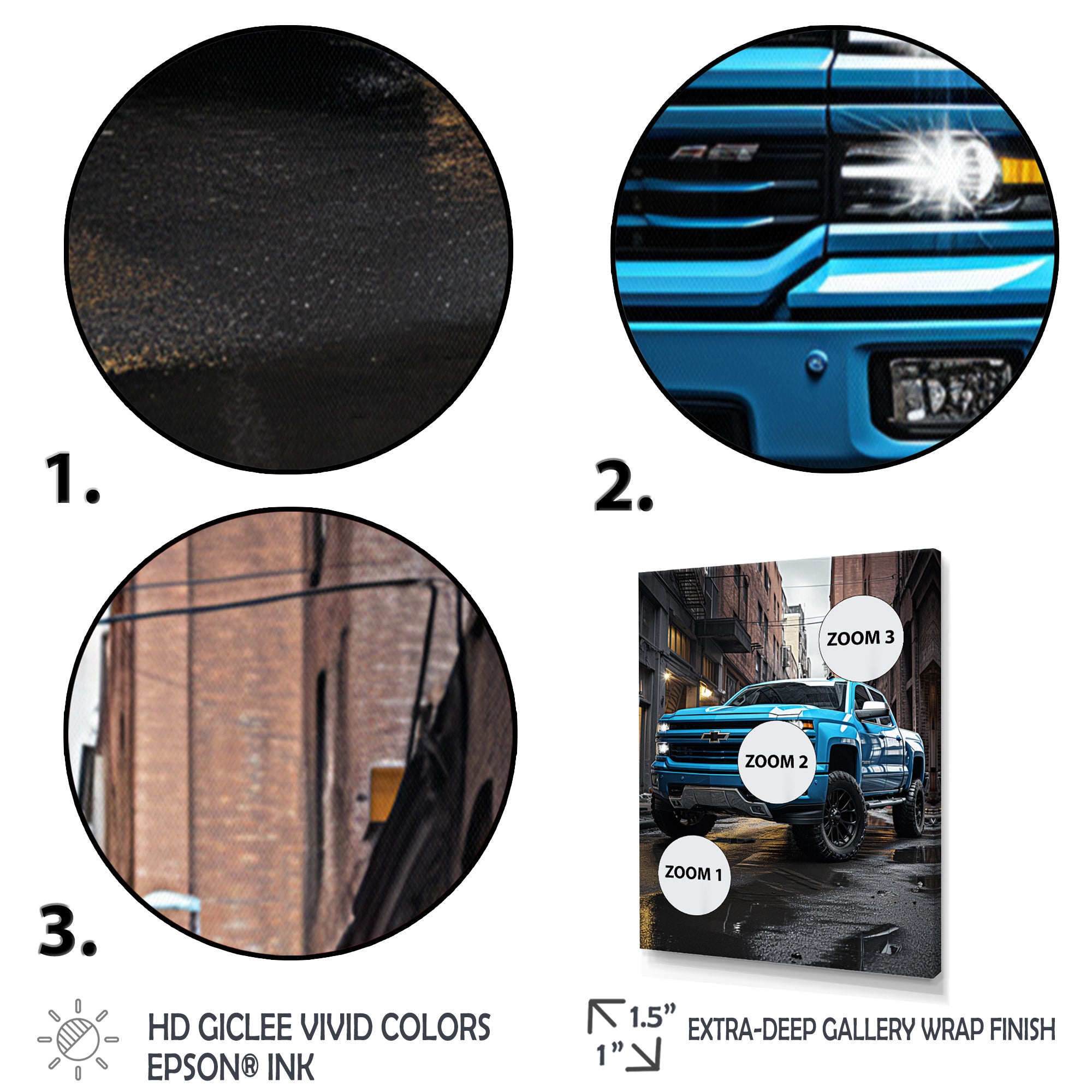 Teal Pickup Truck Urban Explorers - Pickup Truck Canvas Wall Art