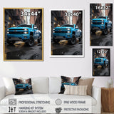 Teal Pickup Truck Urban Explorers - Pickup Truck Canvas Wall Art
