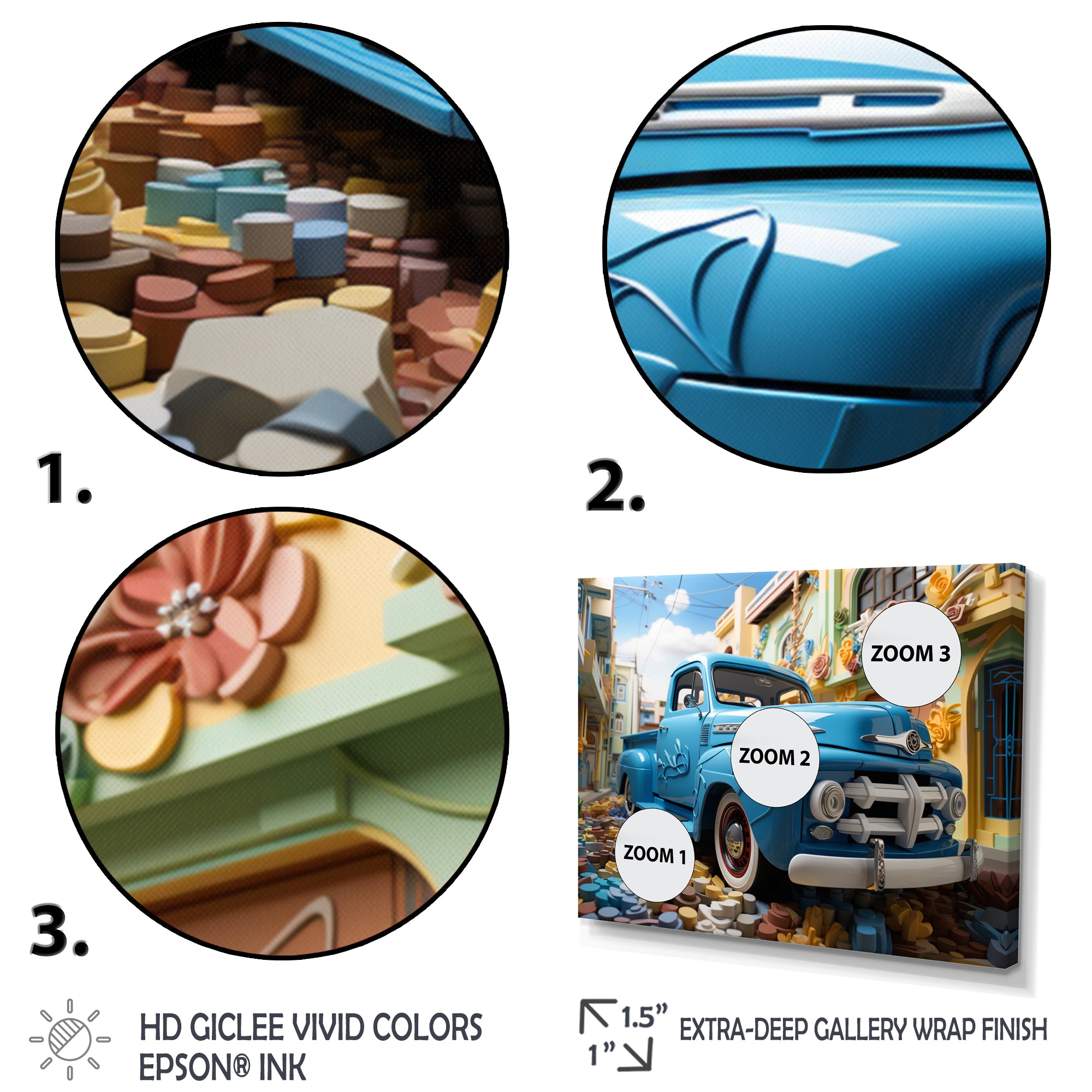 Blue Pickup Truck Urban Explorers I - Pickup Truck Canvas Wall Art