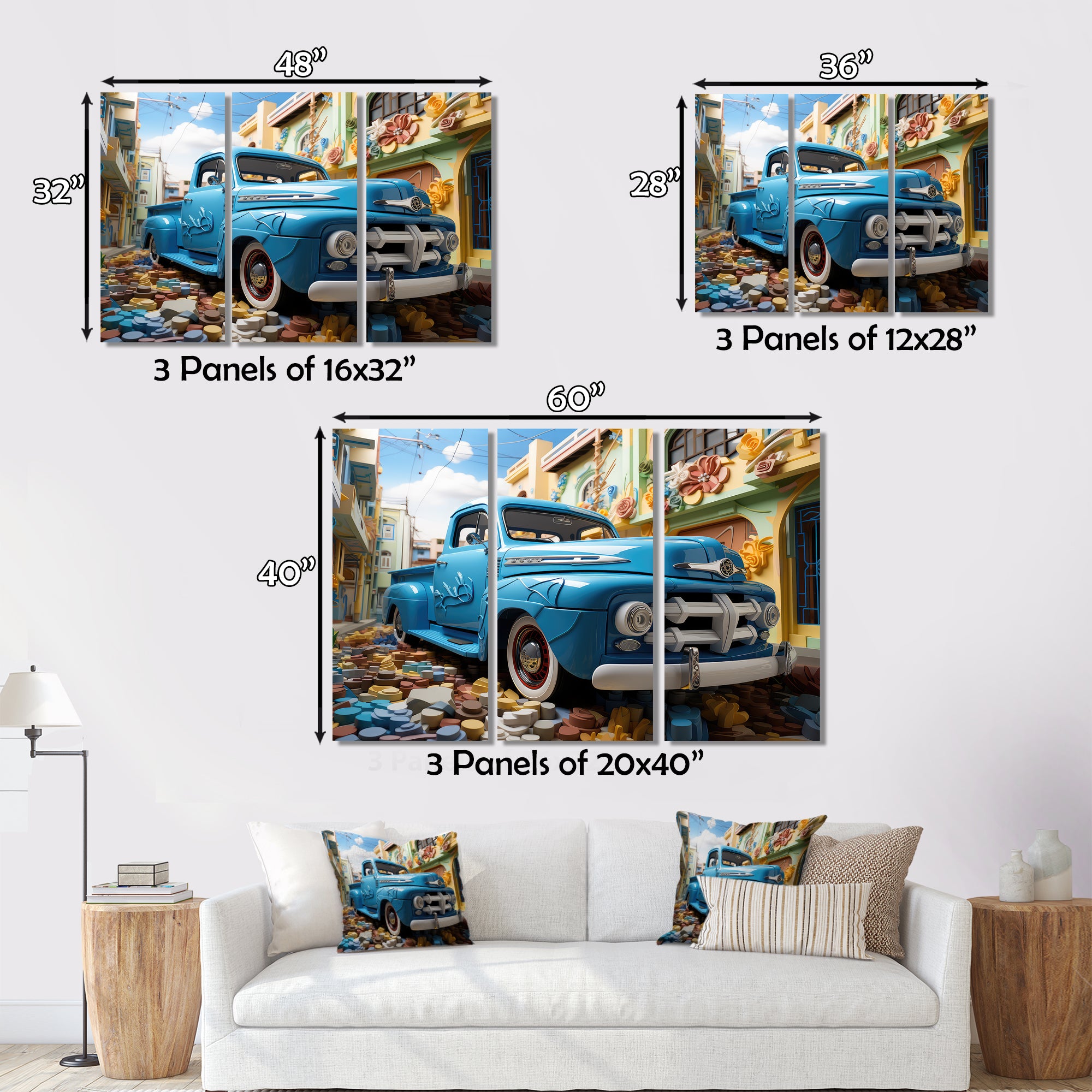 Blue Pickup Truck Urban Explorers I - Pickup Truck Canvas Wall Art