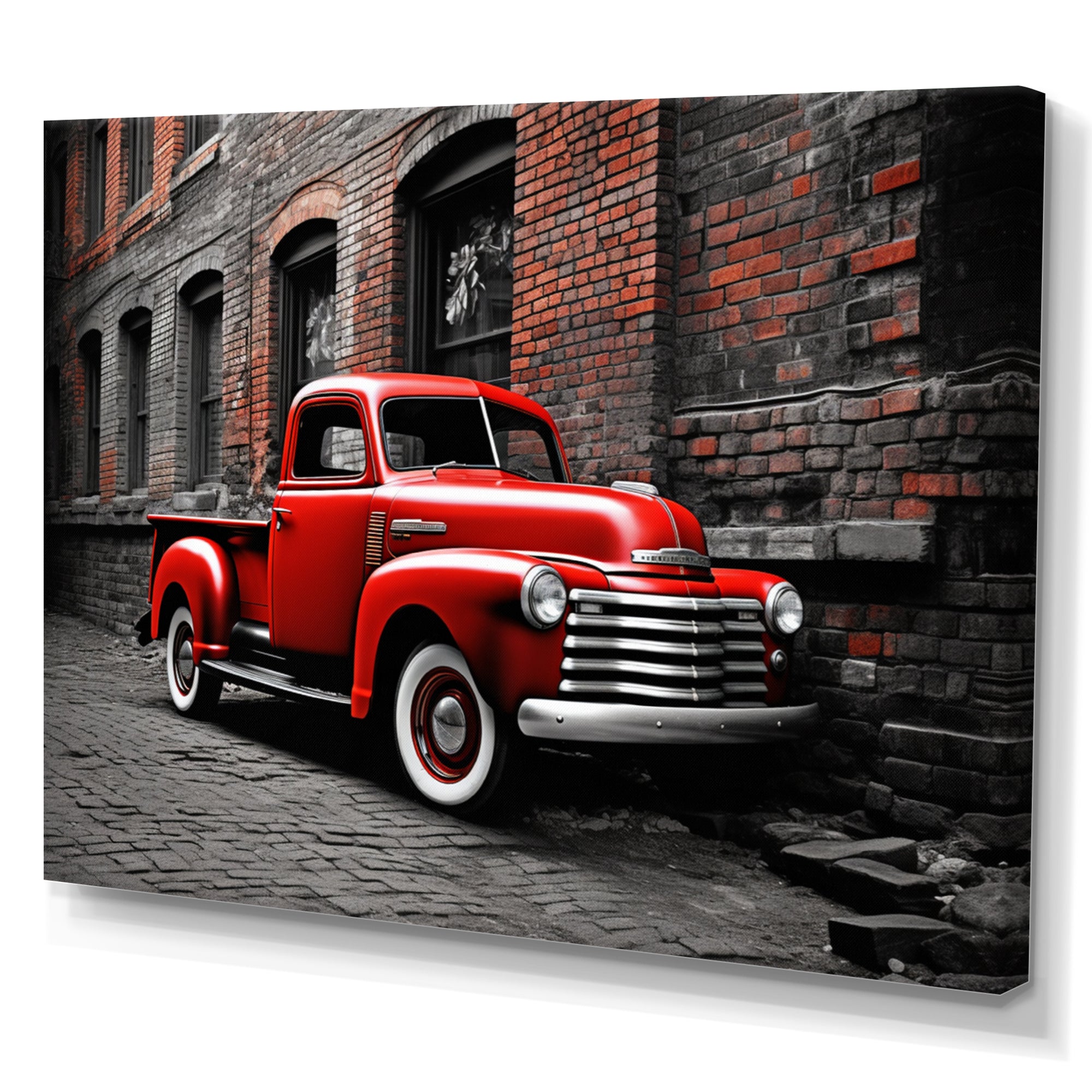 Red Pickup Truck Vintage Hauler I - Pickup Truck Canvas Wall Art