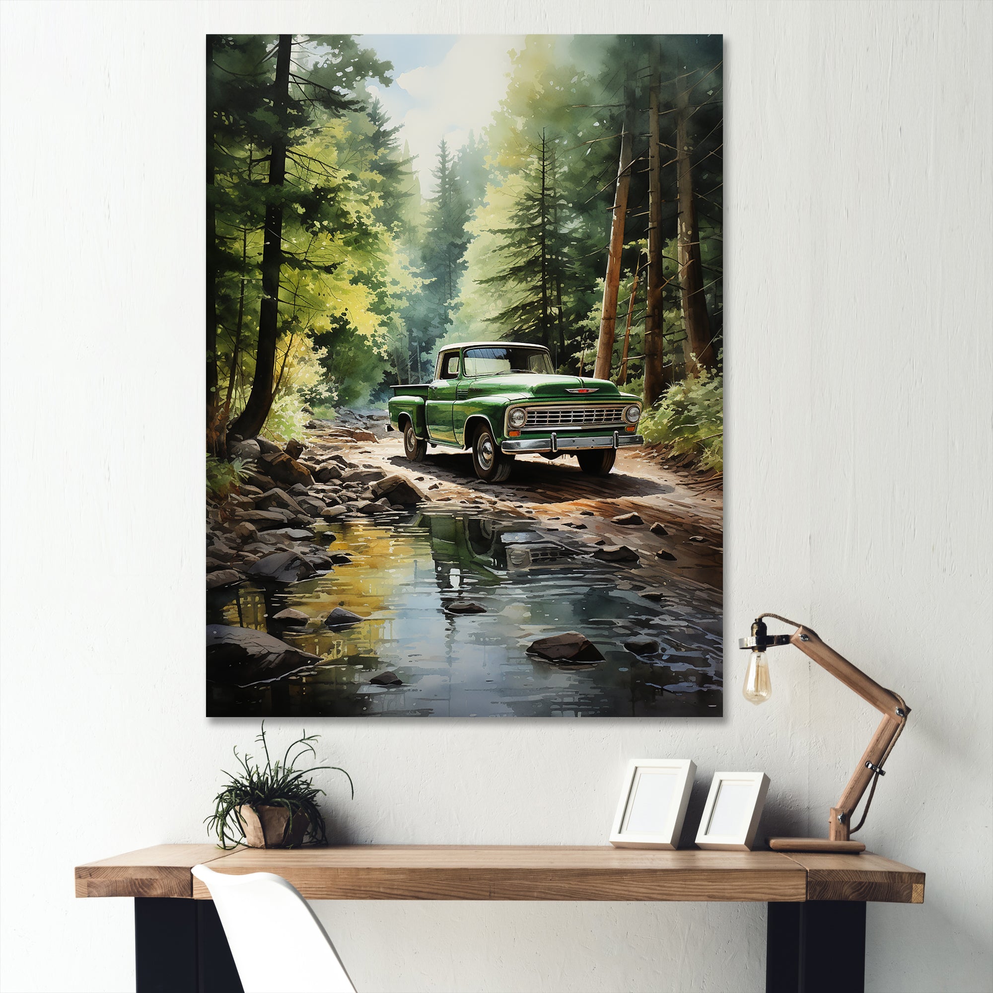 Pickup Truck Whispering Forest I - Pickup Truck Canvas Wall Art