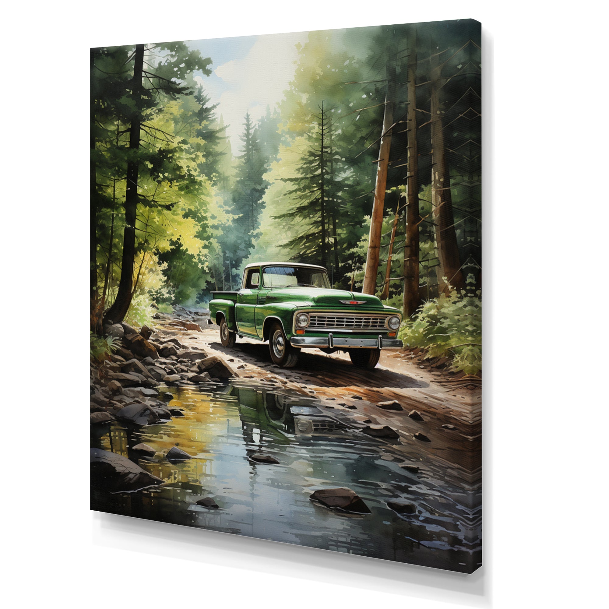 Pickup Truck Whispering Forest I - Pickup Truck Canvas Wall Art