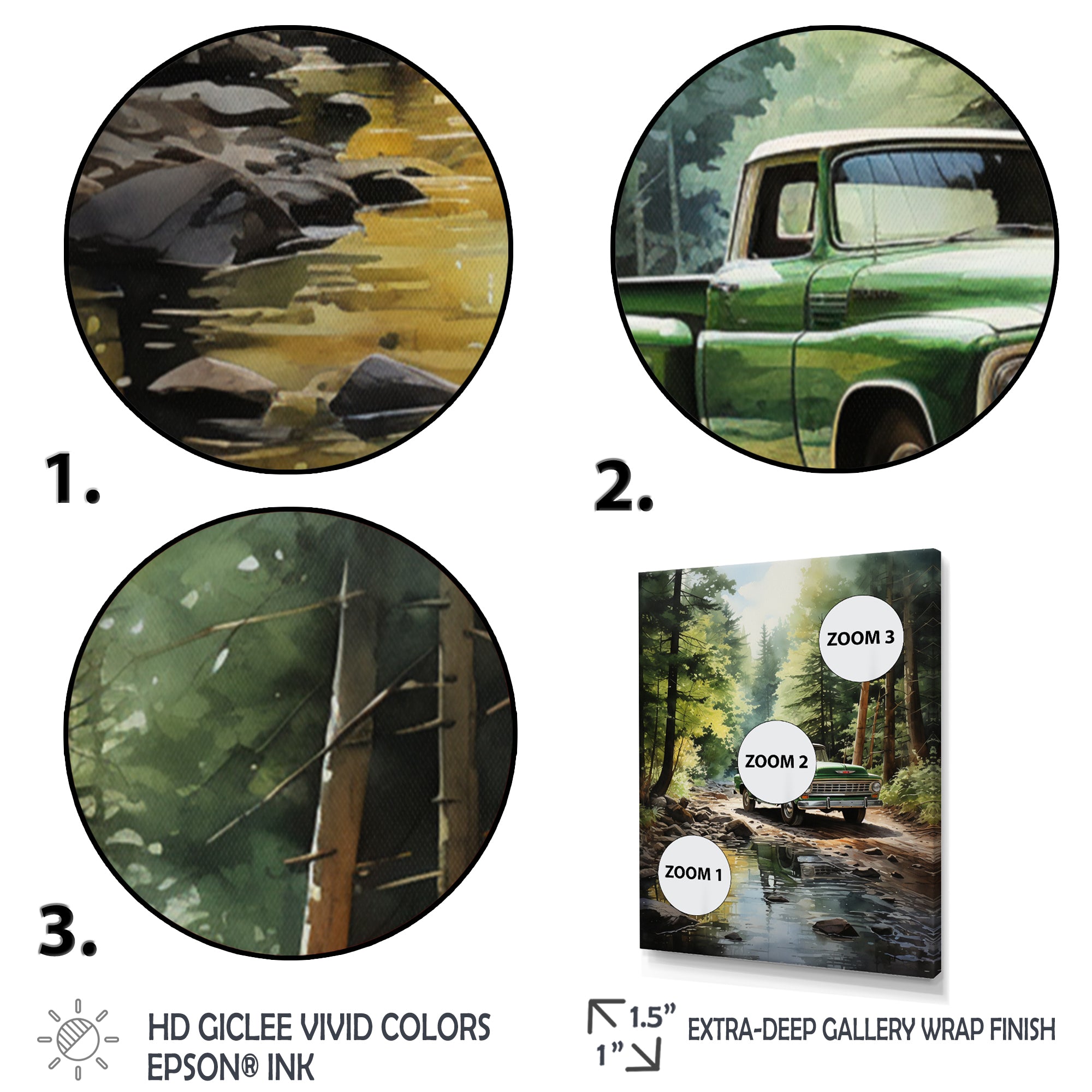 Pickup Truck Whispering Forest I - Pickup Truck Canvas Wall Art