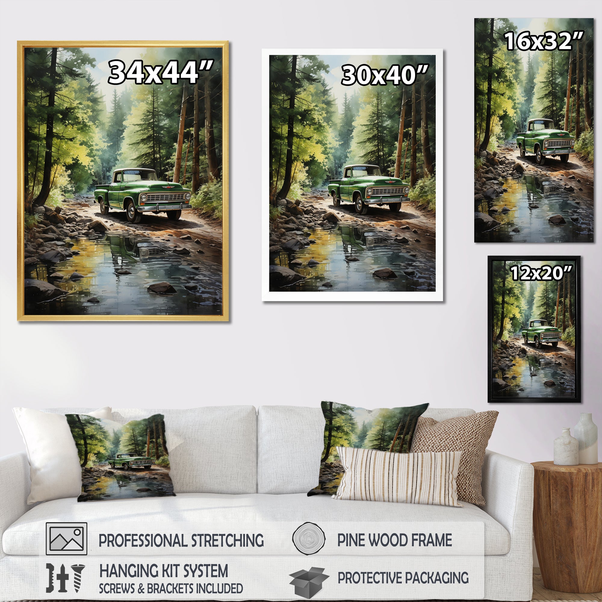 Pickup Truck Whispering Forest I - Pickup Truck Canvas Wall Art