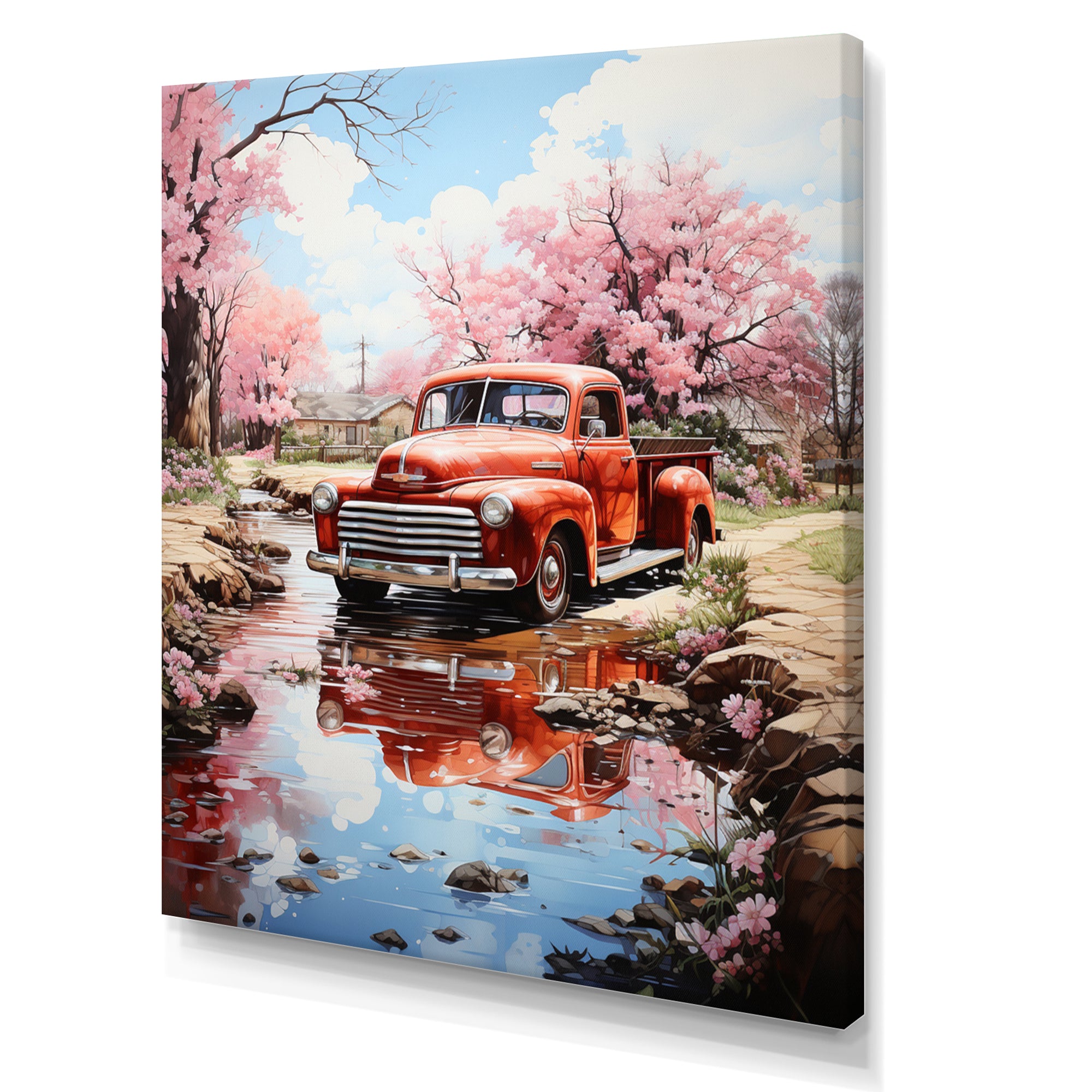 Red Pickup Truck Whispers Of - Pickup Truck Canvas Wall Art