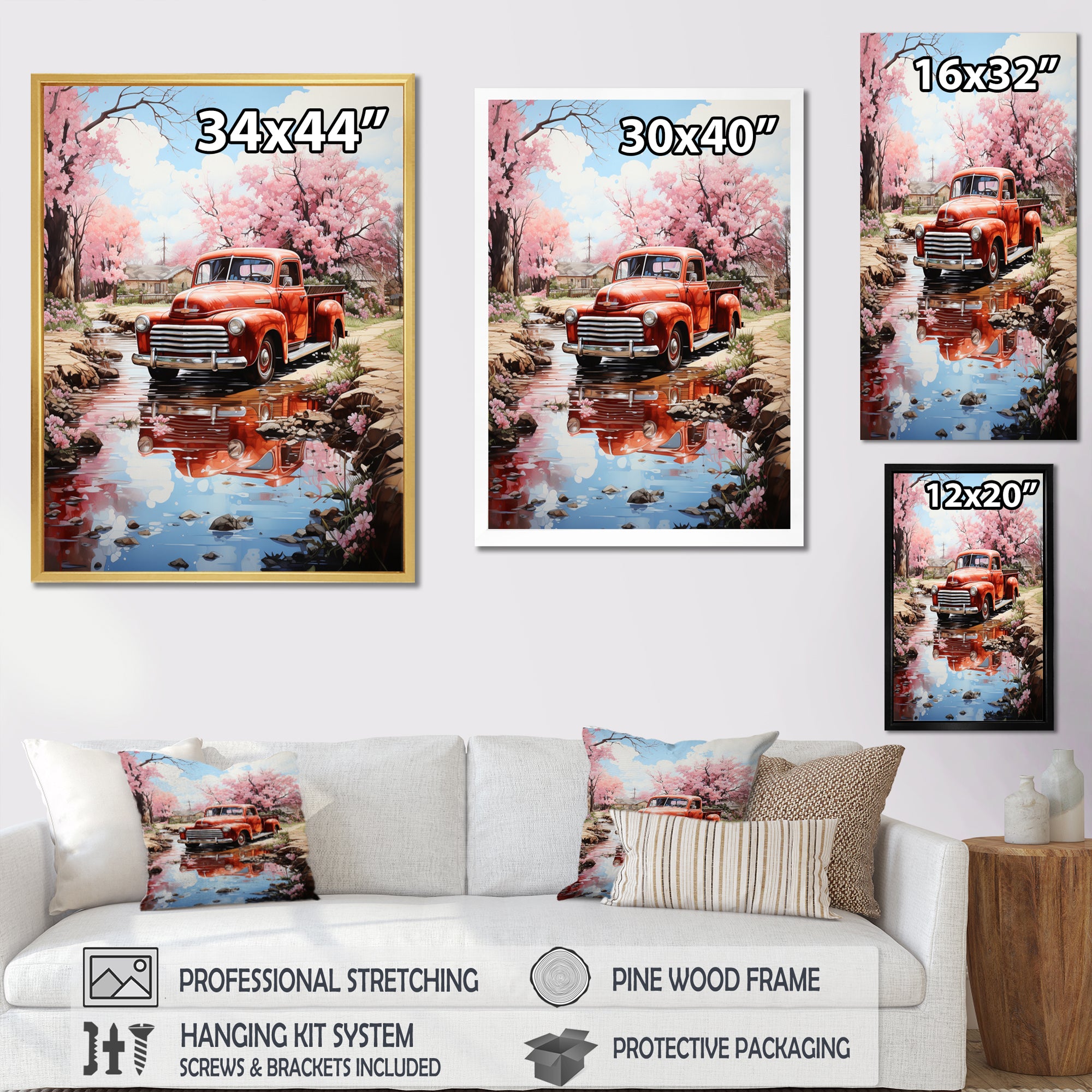 Red Pickup Truck Whispers Of - Pickup Truck Canvas Wall Art