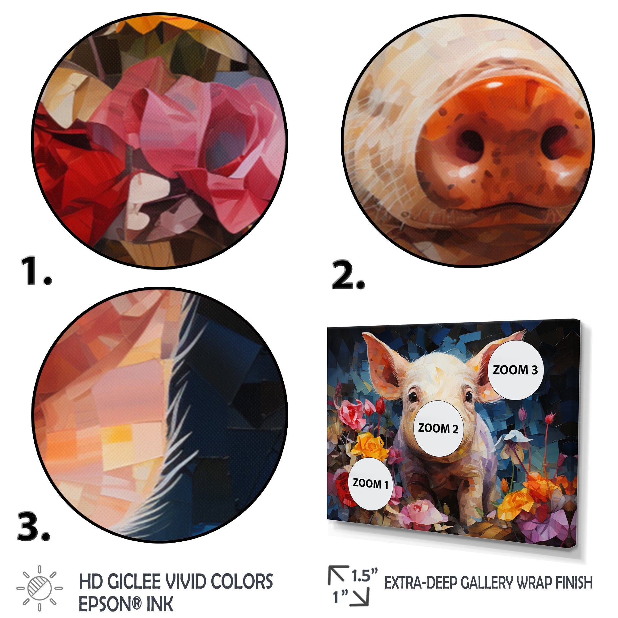 Pink Curious Piglet Collage - Pink Pig Wall Art