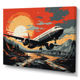 Orange Sunset Overs The Plane Flight - Plane Canvas Wall Art