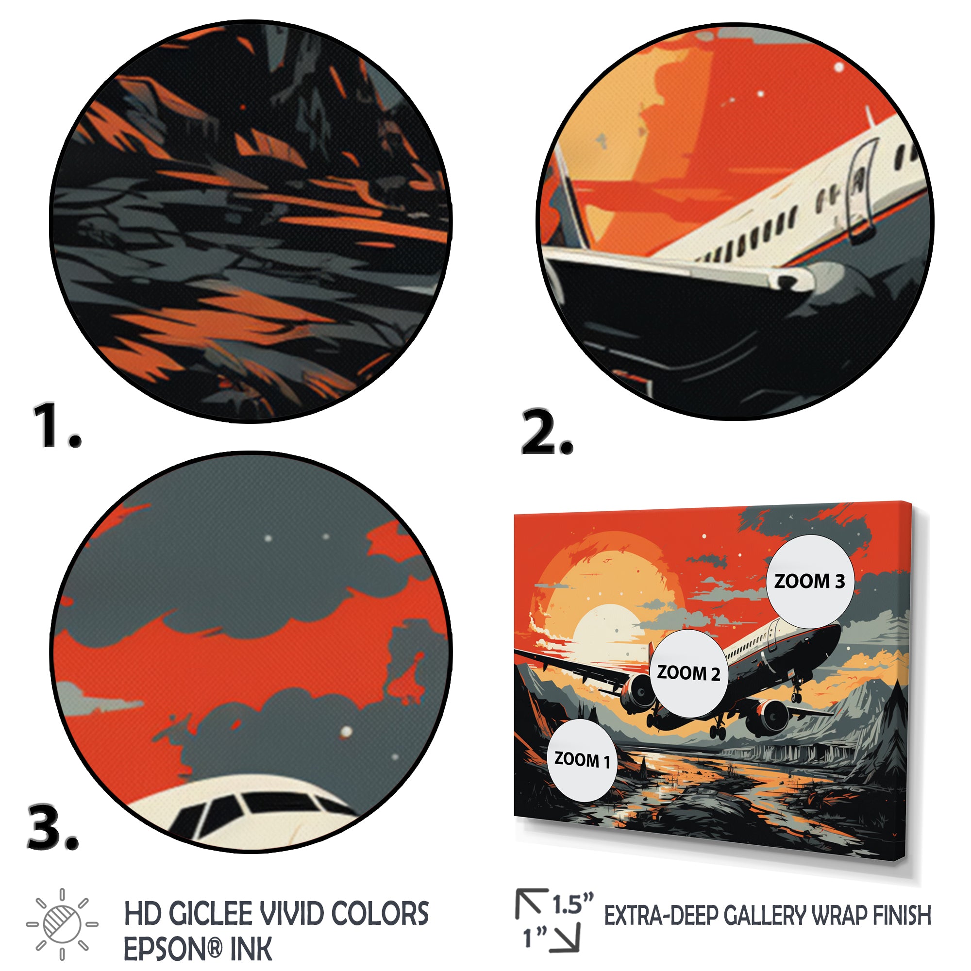 Orange Sunset Overs The Plane Flight - Plane Canvas Wall Art