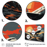 Orange Sunset Overs The Plane Flight - Plane Canvas Wall Art