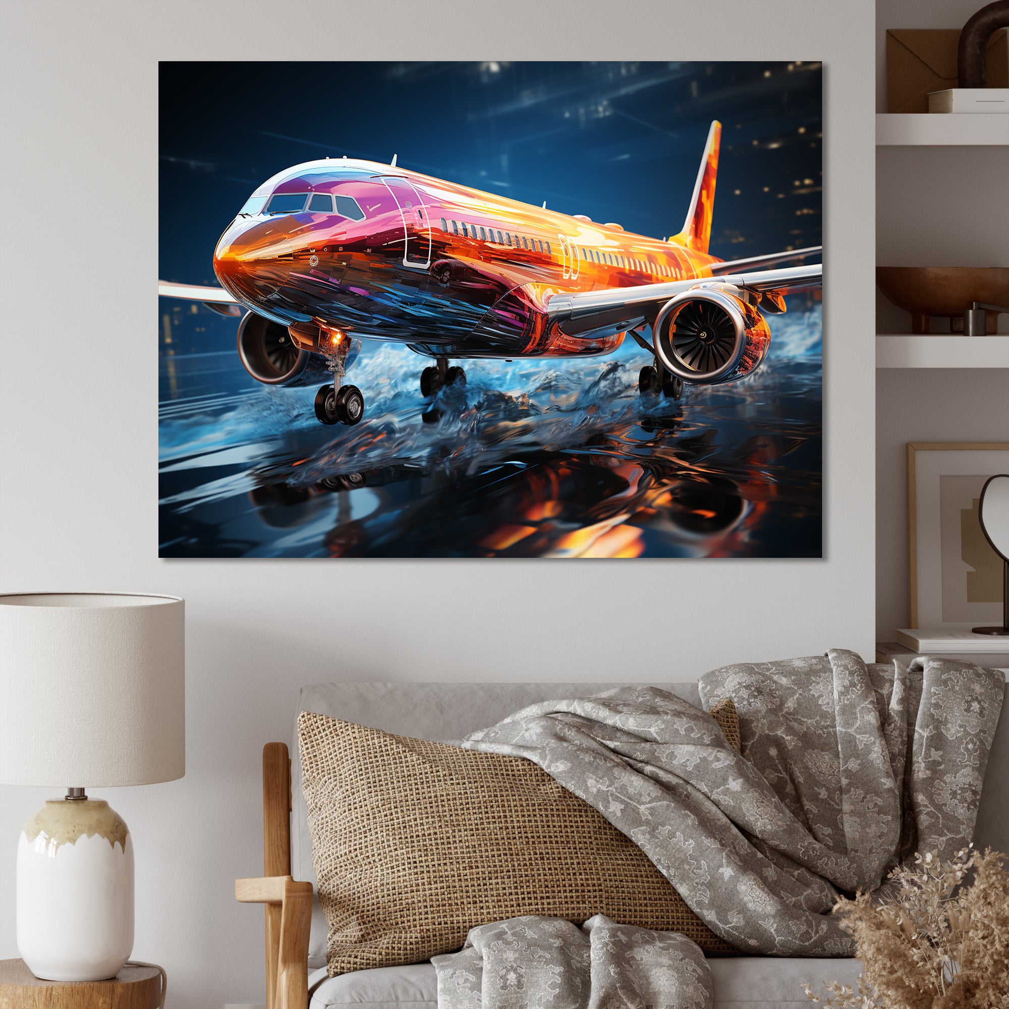 Colorful Plane In Translucent Ascension - Plane Canvas Wall Art