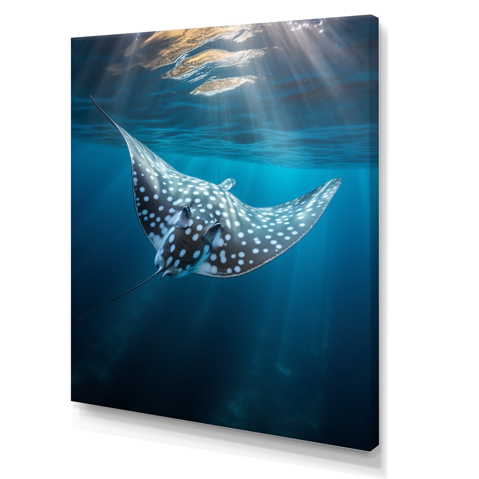 Ray Graceful Glide Ocean - Ray Canvas Wall Art