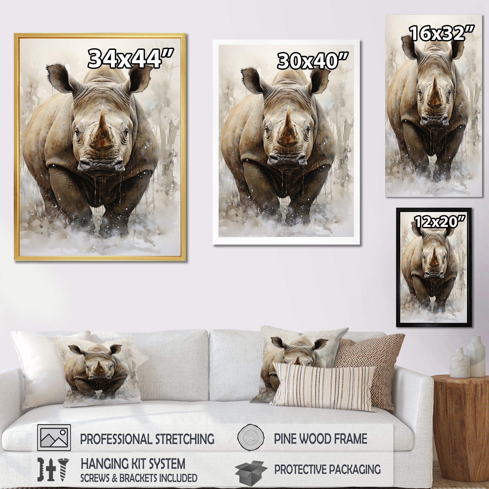 Rhinoceros Majestic Portrait - Gray Rhinoceros Wall Art