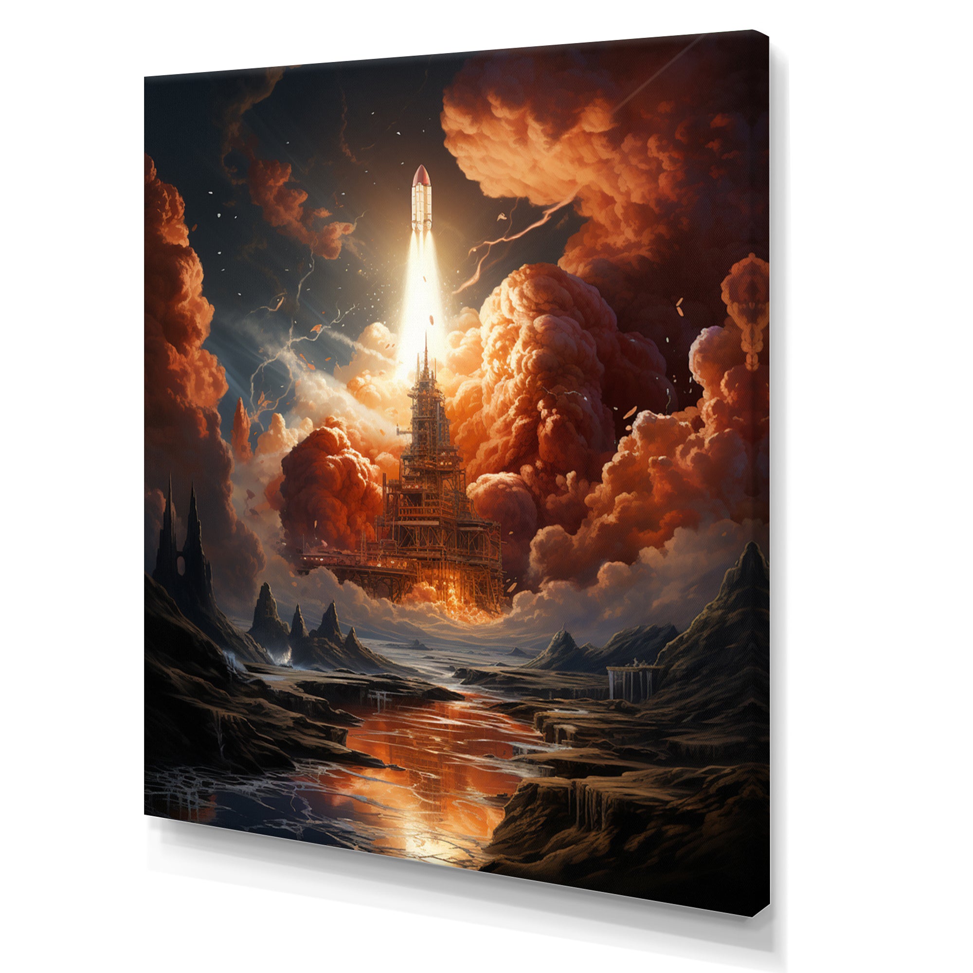 Rocketship Celestial Choreography - Rocketship Canvas Wall Art