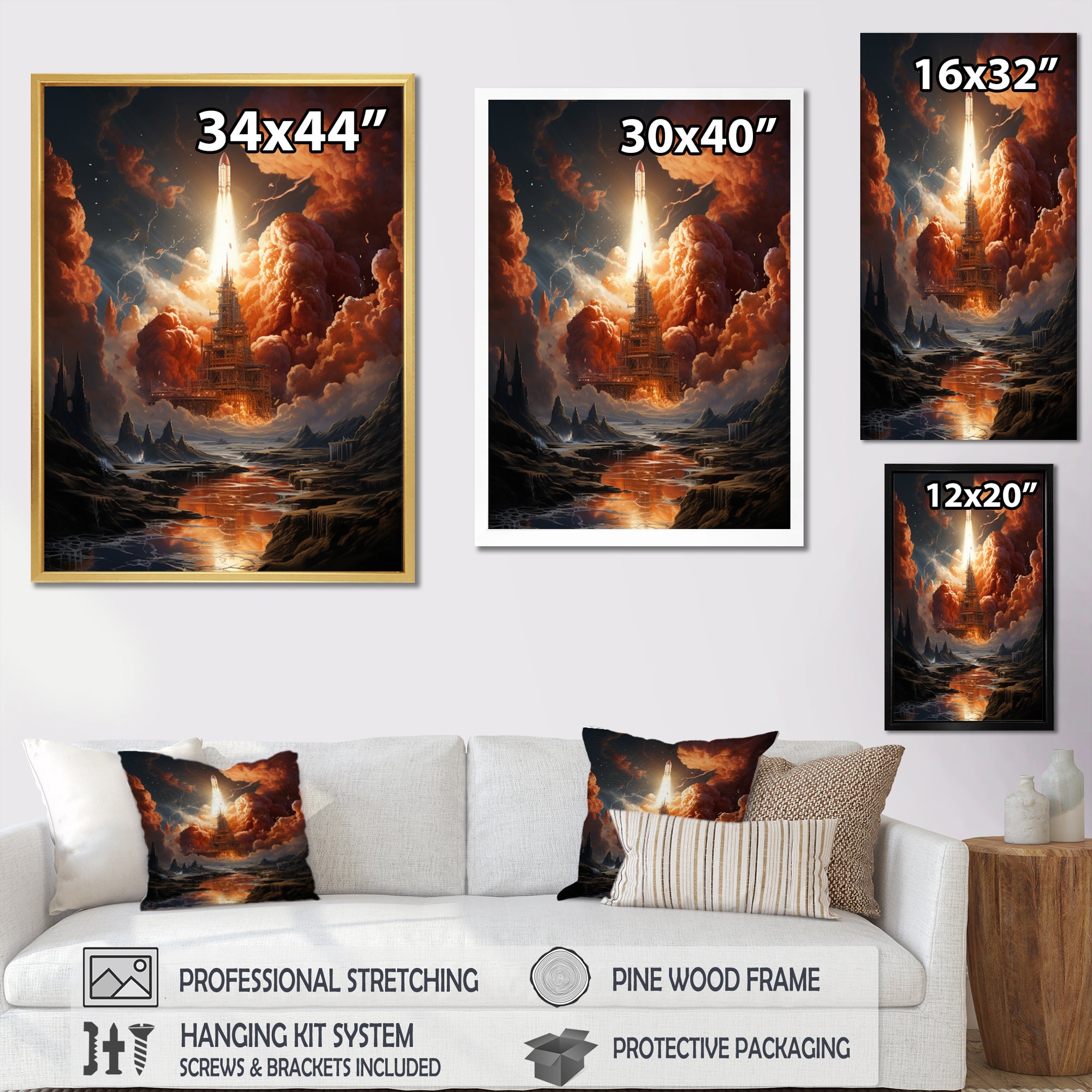 Rocketship Celestial Choreography - Rocketship Canvas Wall Art