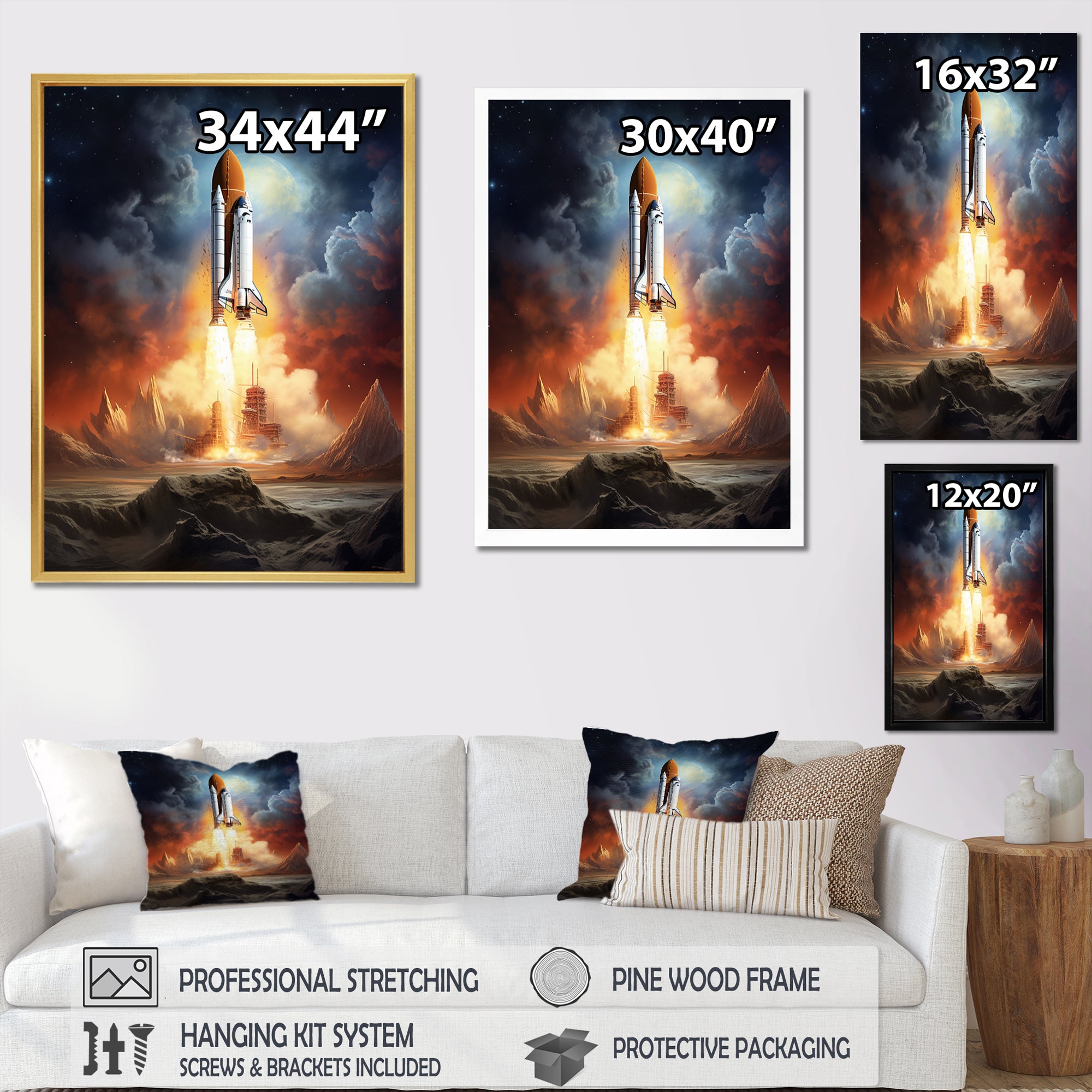 Rocketship Celestial Dreams - Rocketship Canvas Wall Art