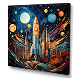 Rocketship Cosmic Collage - Rocketship Canvas Wall Art